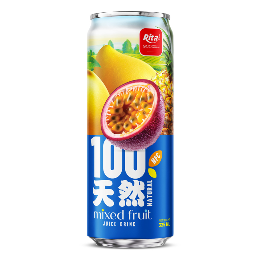 100% 天然复合果汁饮料325ml 细长罐