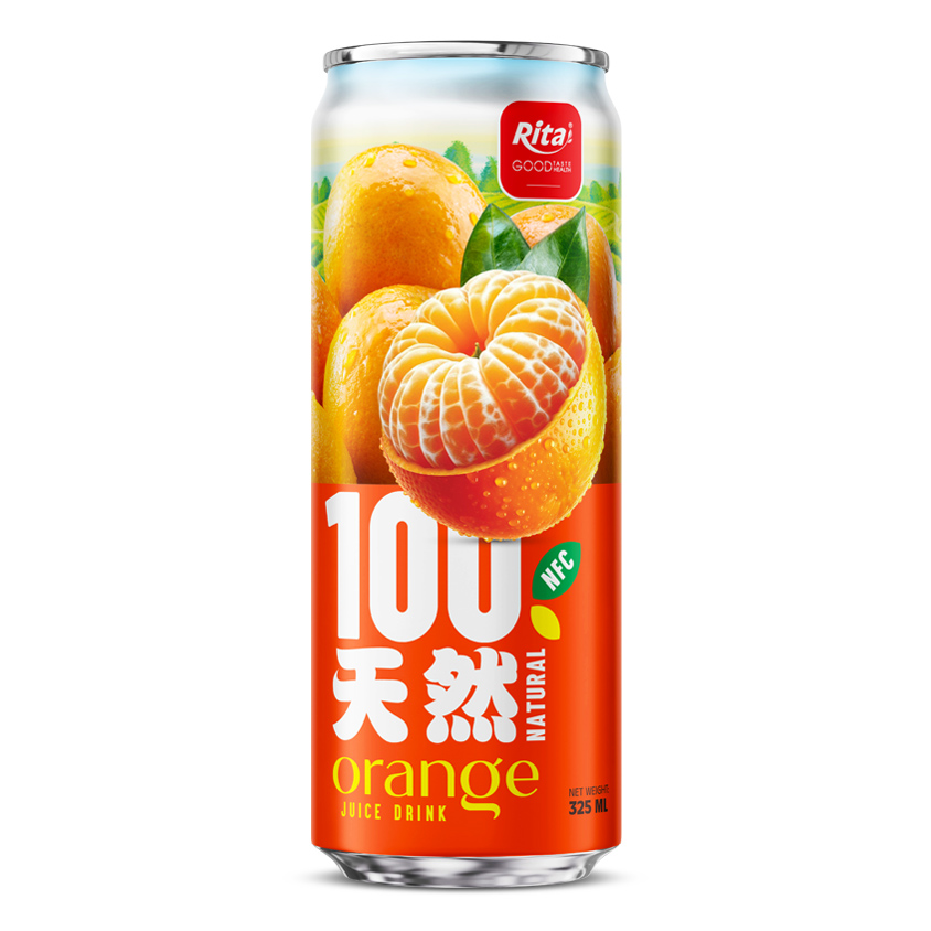 100% 天然橙汁饮料325ml 细长罐