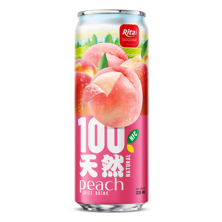 100% 天然桃汁饮料325ml 细长罐