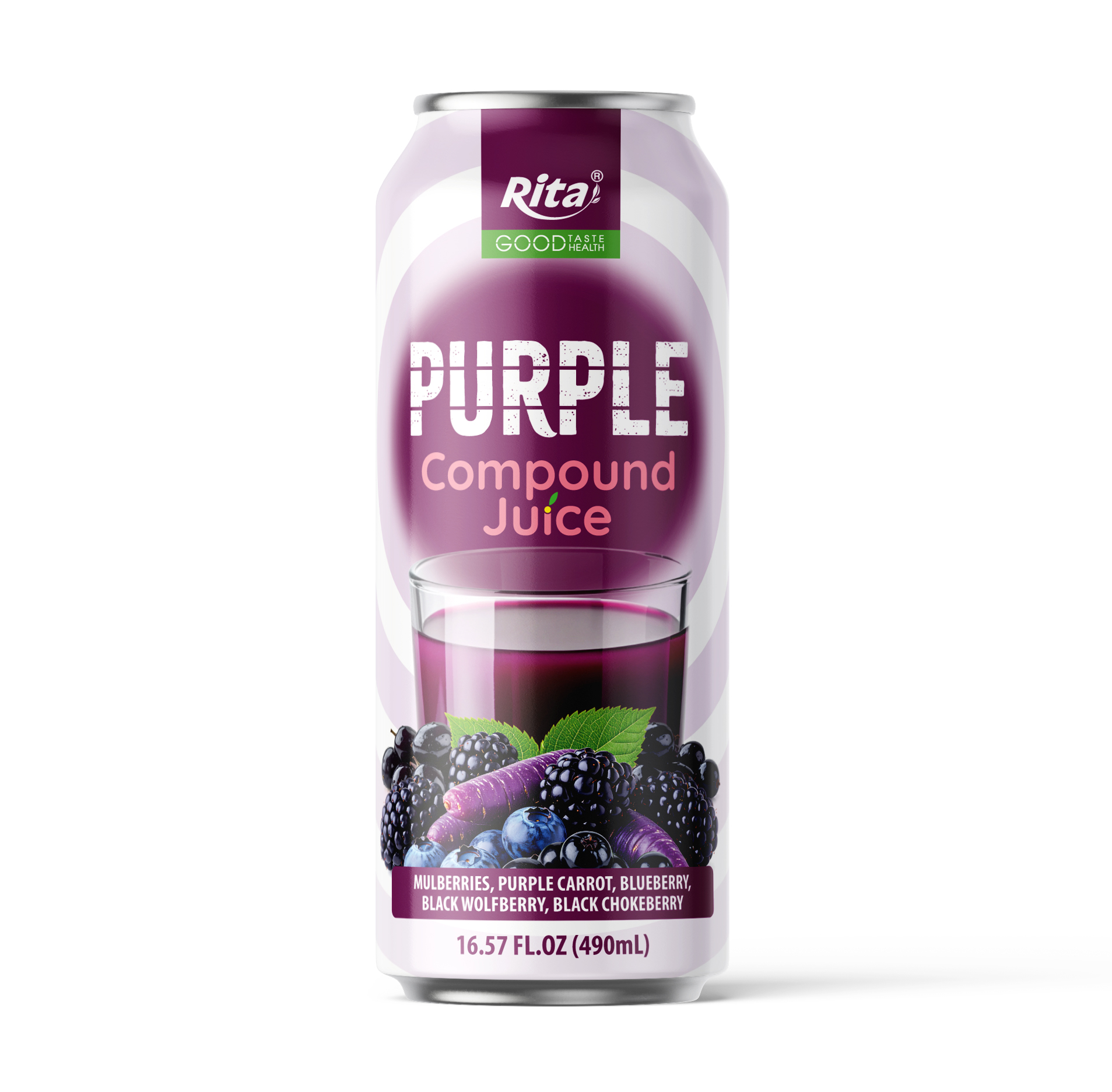 Rita 桑葚蓝莓紫色复合果汁 490ml 罐装