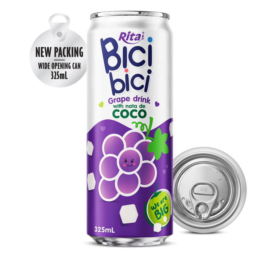 Bici Bici 葡萄椰果饮料 325ml（宽口罐装）