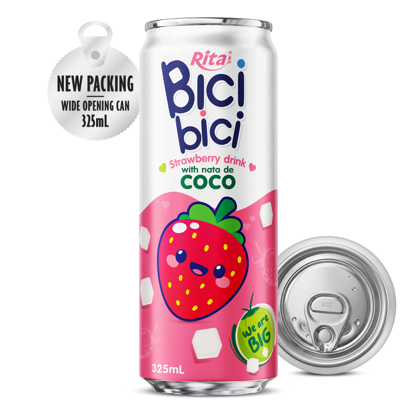 Bici Bici 草莓椰果饮料 325ml 宽口罐装