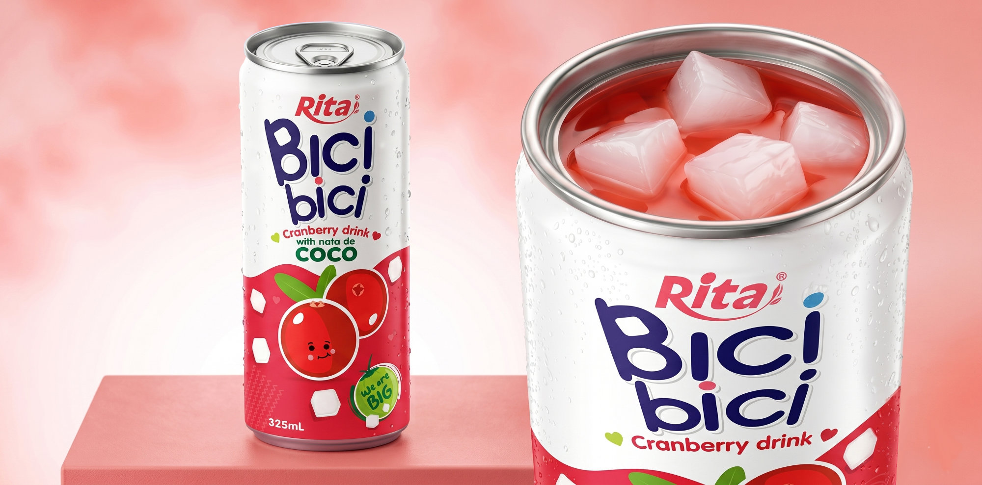 Bici Bici 325ml Cranberry drink with nata de Coco ( wide opening can) Poster 2
