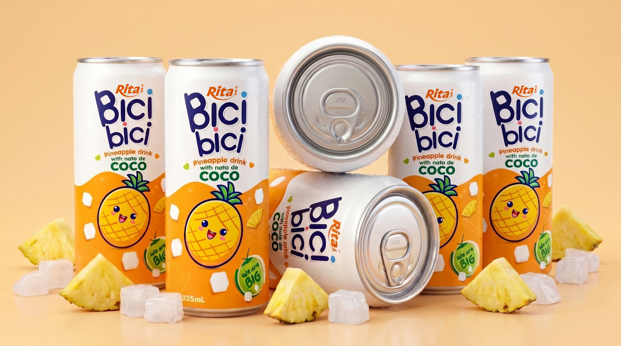 Bici Bici 325ml Pineapple drink with nata de Coco ( wide opening can) Poster 1